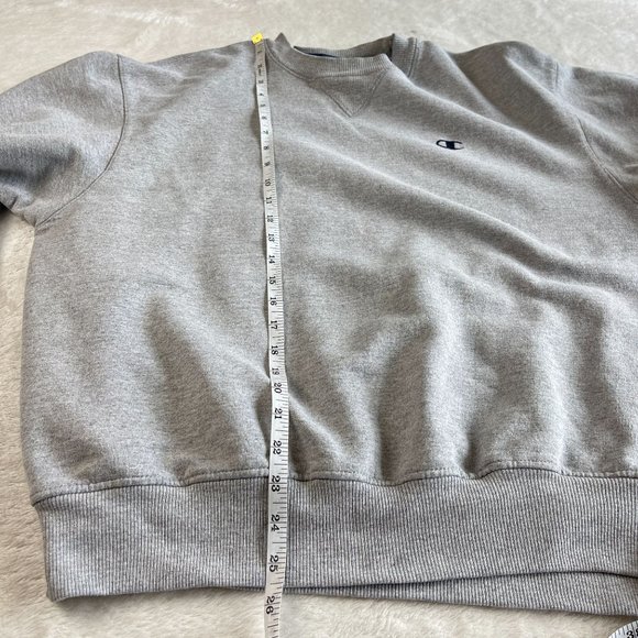 Vintage Y2K Champion Pullover Sweatshirt Unisex L Gray Crewneck Embroidered Logo - Picture 5 of 10
